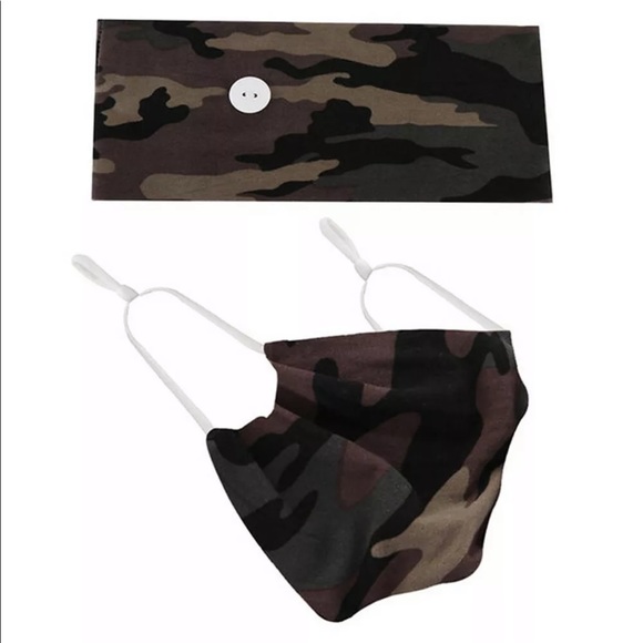 Brand New Face Mask & Headband Set Army Green Camo - Picture 3 of 12